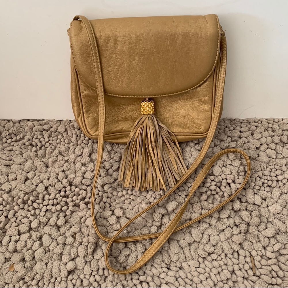Ganson gold metallic crossbody purse